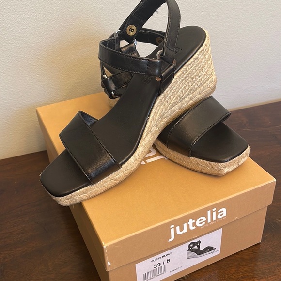Jutelia Shoes - Jutelia NWT women Leather espadrille wedge sandals Made in Spain